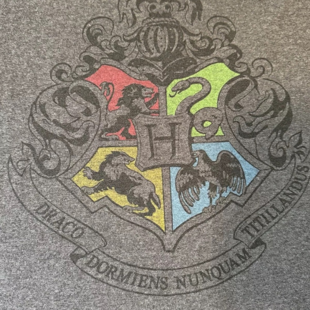 Hogwarts Harry Potter Wizarding World Crest Adult Large T-shirt Gray Graphic Tee